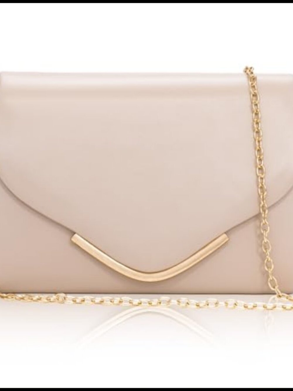 Curved Vegan Leather Clutch with Gold Chain Crossbody Formal Evening Bag for
